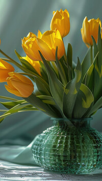 Żółte tulipany w wazonie