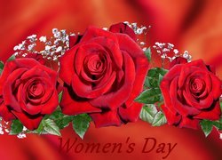 Dzień Kobiet, Kwiaty, Czerwone, Róże